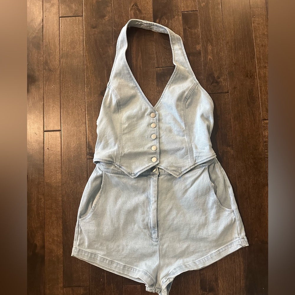 Amanda Uprichard Iceberg Denim Romper